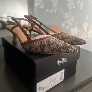 Coach Crystal Signature Kitten Heels